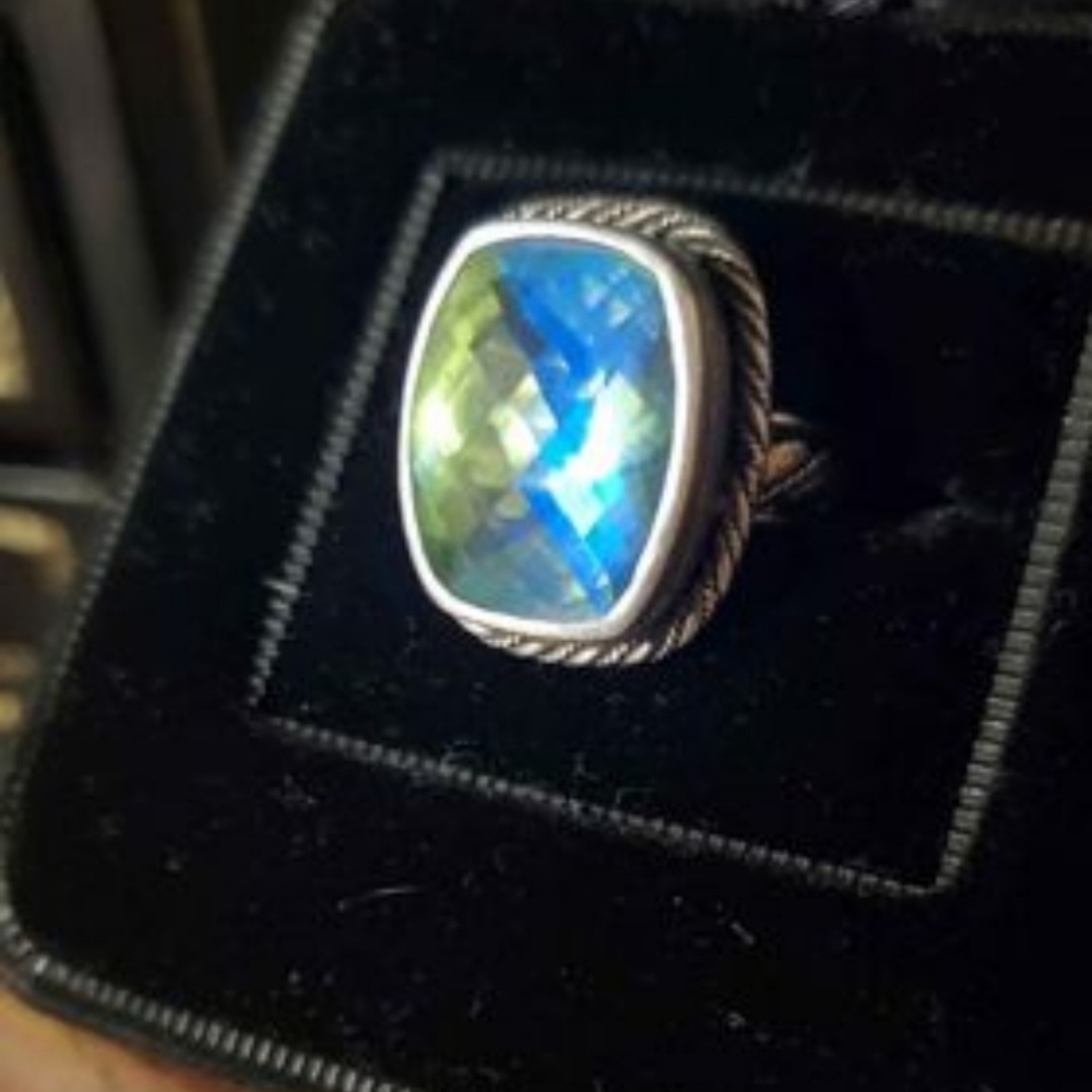 Mystic Moonglow Topaz Designer Silver Ring 925